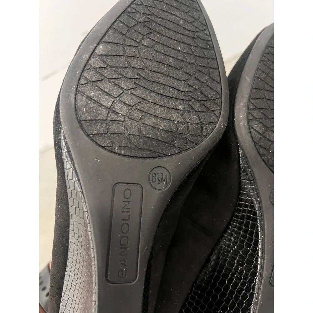 Bandolino Franci Dress Pumps Womens US 8.5M Black Almond Toe Slip On Wedge Heel - Picture 10 of 13